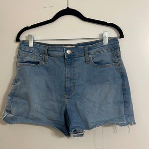 High Rise Midi Jean Shorts